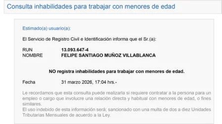 Certficado de inhabilidades para trabajar con menores de edad