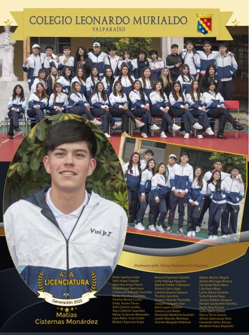 Cuadro cubo de un cuarto medio, colegio valparaíso, con uniforme, fondo blanco