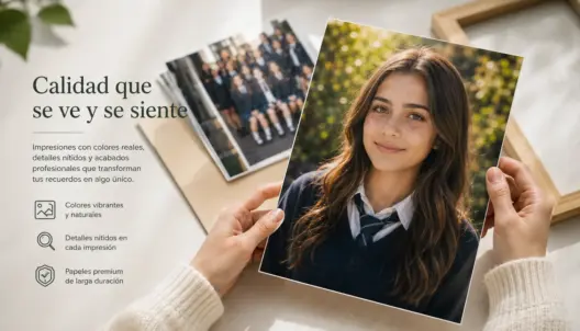 Fotografía de graduación impresa en alta calidad con acabado profesional y gran nivel de detalle en formato grande