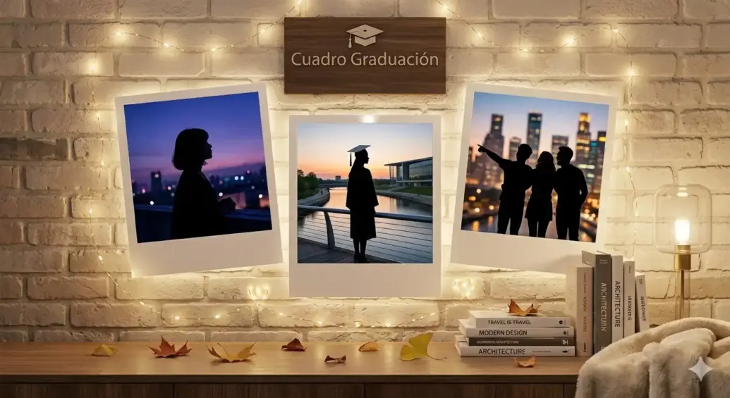 Fondo de luces con fotos colgadas, decoración con fotos estilo polaroid